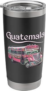 Chicken Bus Guatemala Chapin Quetzal Antigua Tikal 502 Pink Stainless Steel Insulated Tumbler
