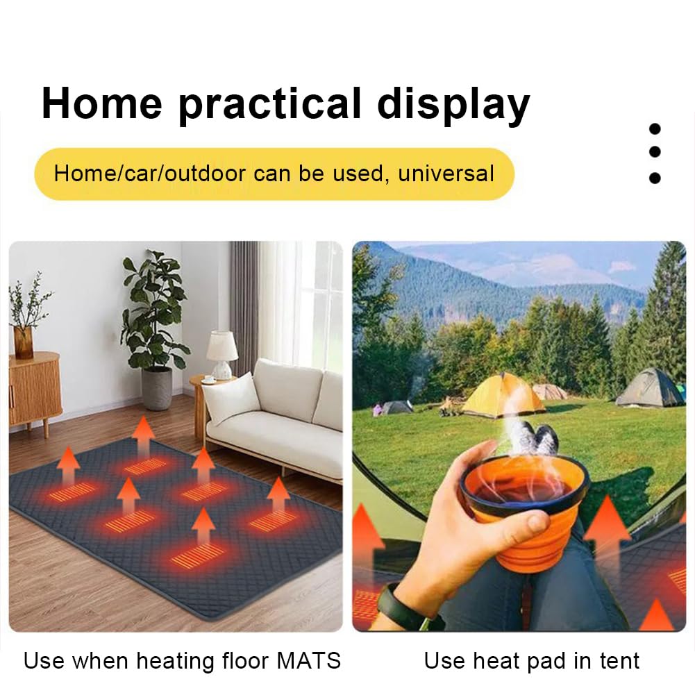 Manta para Acampar Al Aire Libre, Manta Térmica para Acampar Manta Térmica Eléctrica USB Estera para Saco De Dormir con 8 Zonas De Calefacción para Pesca En El Hogar Oficina Coche
