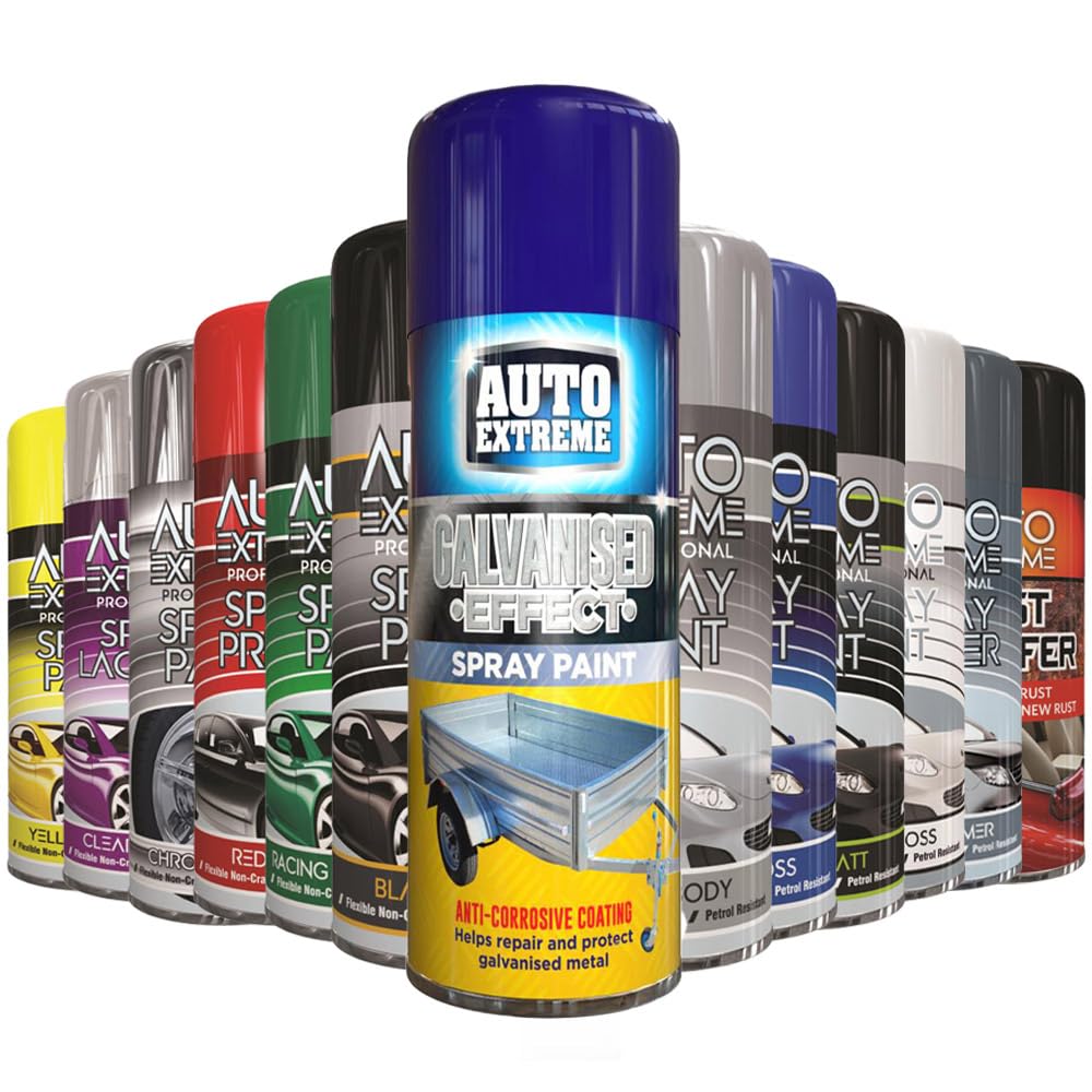Alezyb Galvanised Effect - 1 X Auto Extreme Spray Paint 400Ml Professional Quality, Perfect Finish Multipurpose Aerosol For Cars, Bikes,Vans, Metal, Wood