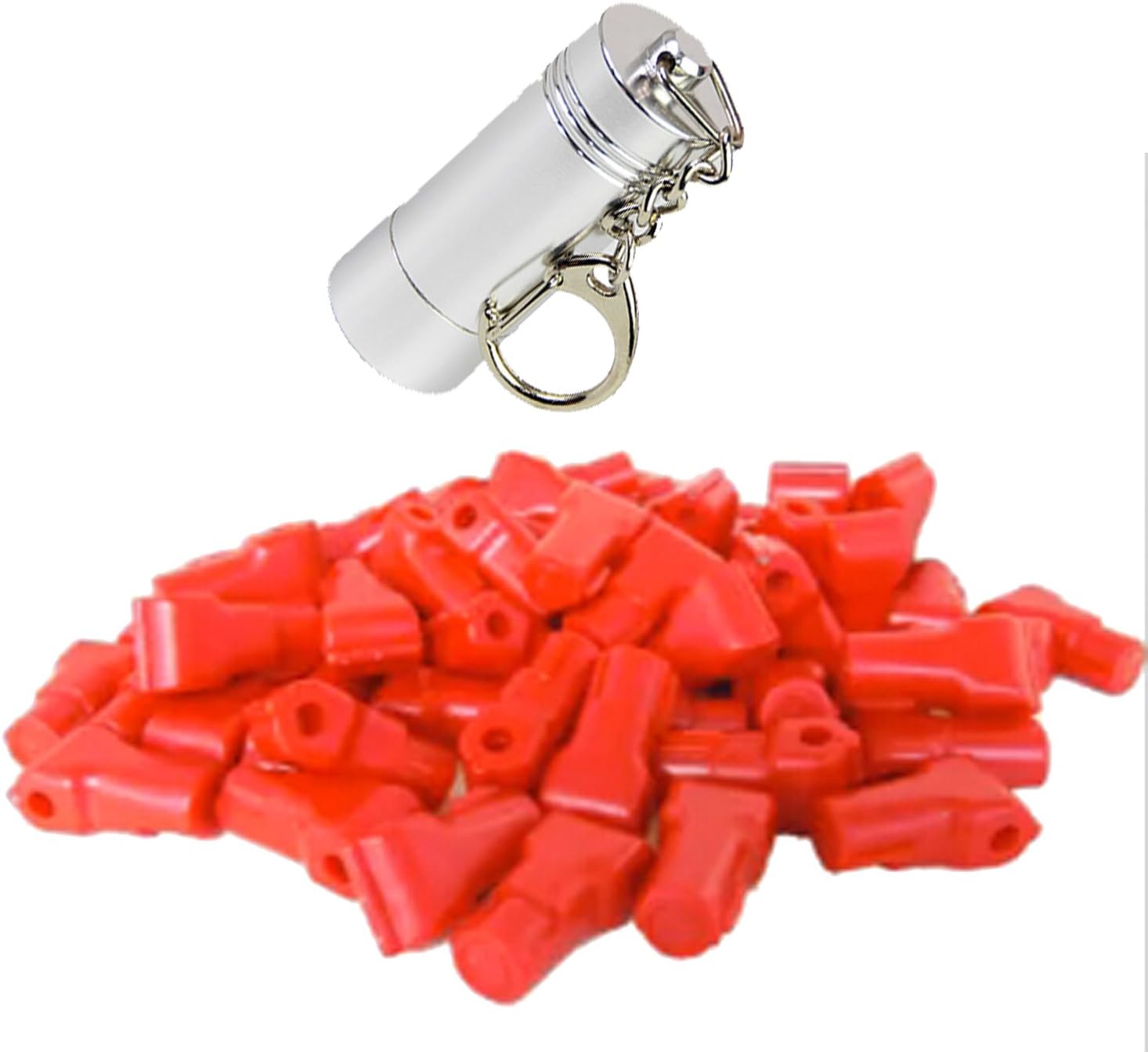 1000 Pack 6mm/ 0.24 inch Red Plastic Retail Shop Security Display Hook Anti-Theft Hard Tags Anti Sweep Theft Stop Lock+ 1 Pack 6,000GS Magnetic Detacher