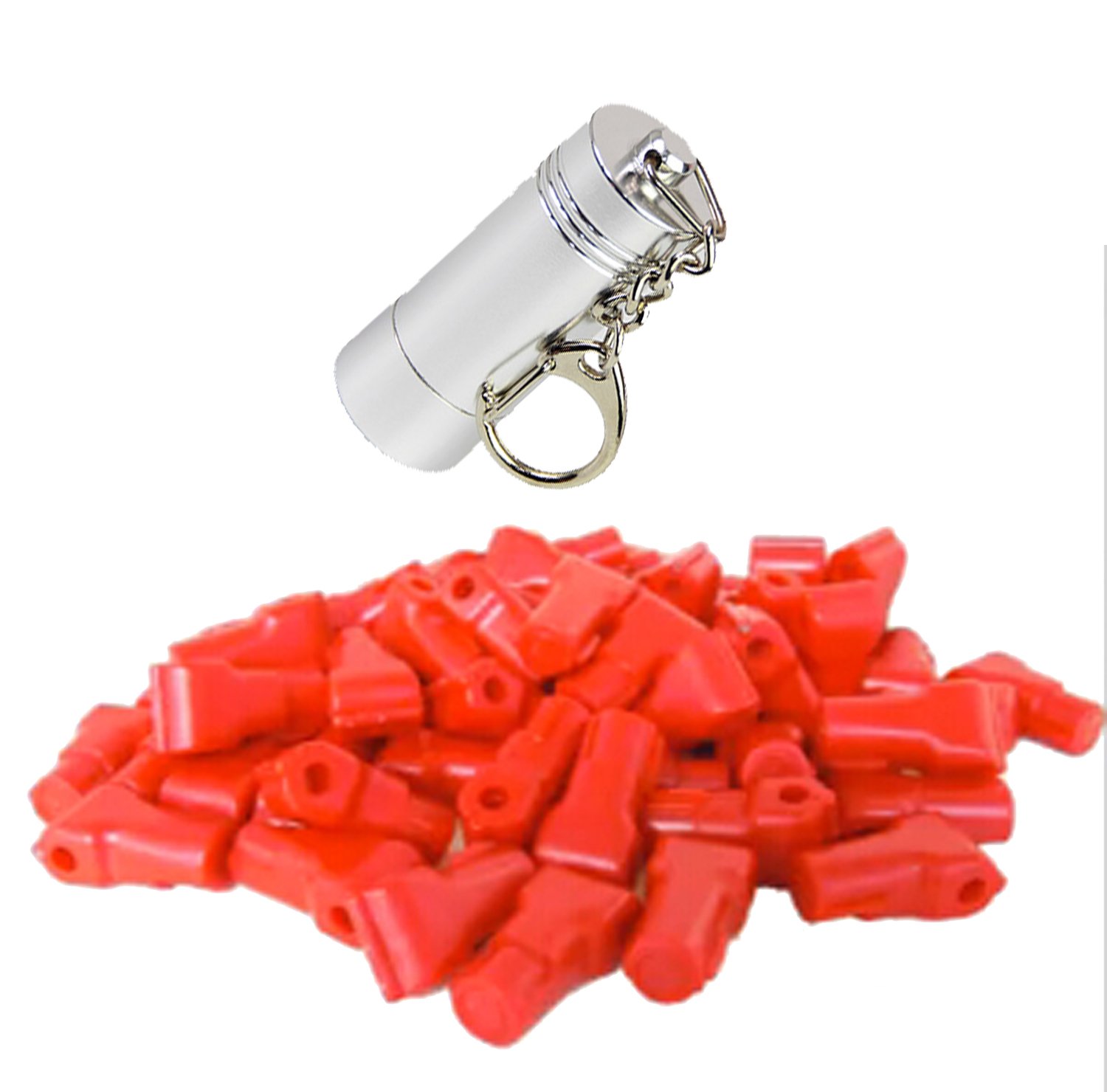 1000 Pack 6mm/ 0.24 inch Red Plastic Retail Shop Security Display Hook Anti-Theft Hard Tags Anti Sweep Theft Stop Lock+ 1 Pack 6,000GS Magnetic Detacher
