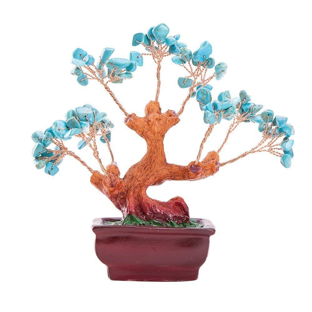 3NH® Blue Turquoise Gemstone Quartz Money Tree-image-37