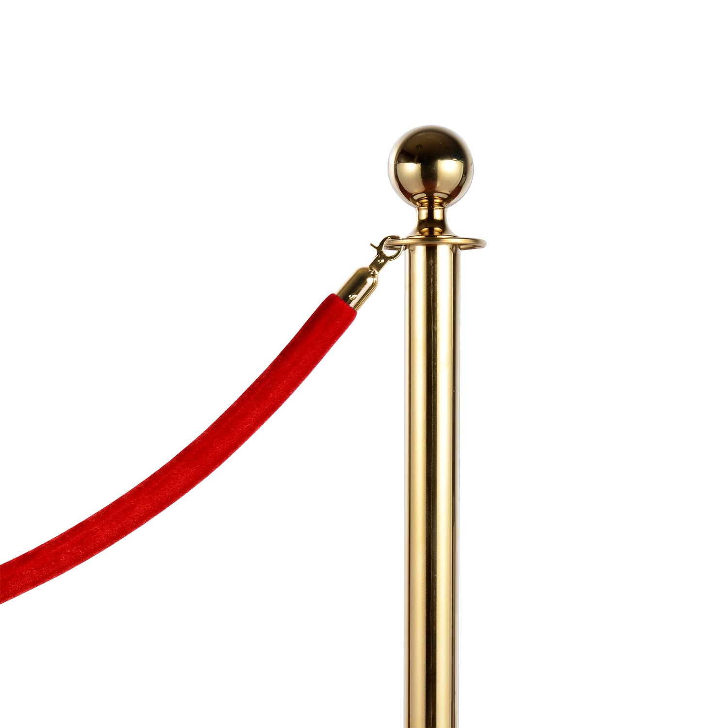 Outsunny Transenne Elimina Separacode Paletti di Delimitazione con Corde Rosso Acciaio Inox Ф32 x 95CM Oro