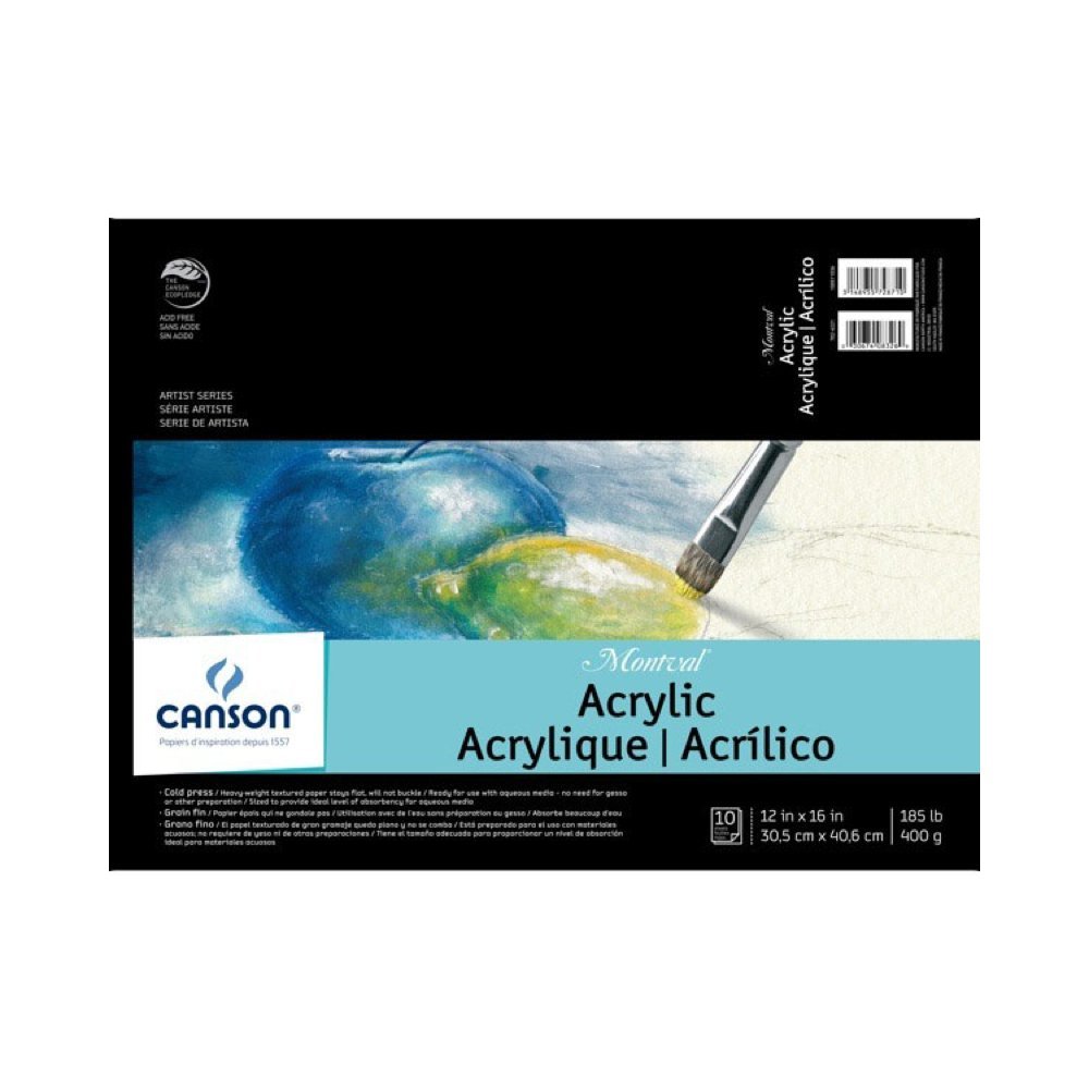 Carta acrilico Montval Pad 12x16 bloc de 10 fogli para pintura