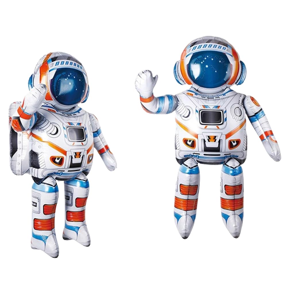 4D Space Thme Standing Inflatable Astronaut Spaceman Mylar Foil Balloons For Outer Space Galaxy Planet Theme Birthday Party Decorations丨Baby Shower Kid Party Supplies