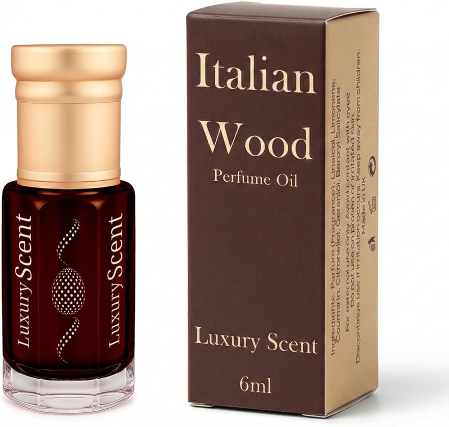 Perfume Oil Italian Wood 6ml Roll-On by Luxury Scent – Long Lasting Alcohol-Free Unisex Attar with Warm Woody Spicy Oriental Notes, Travel Size Arabian Inspired Fragrance for Men & Women