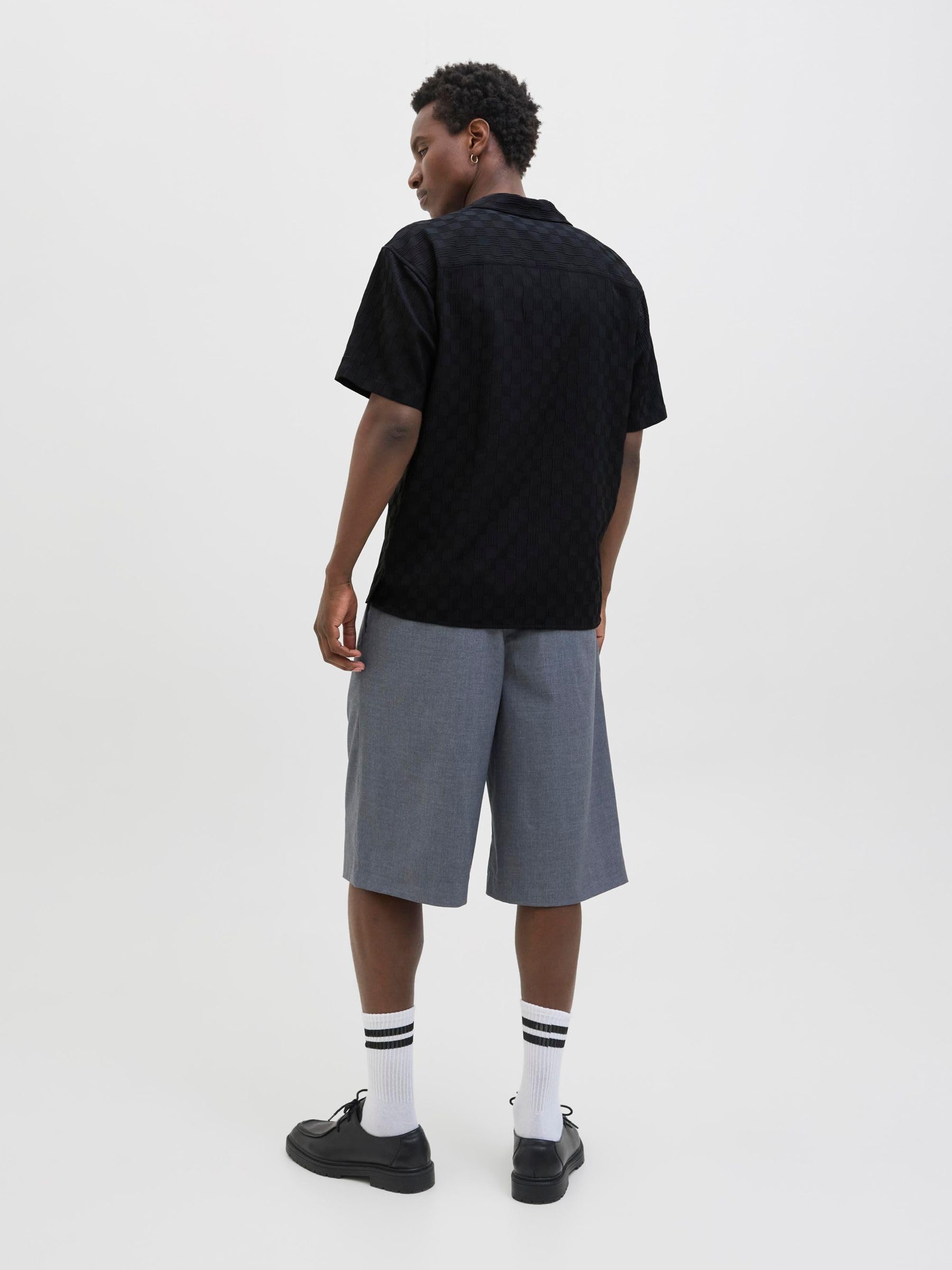 JACK & JONES Męska koszulka Jcosago Texture SS, czarny, L