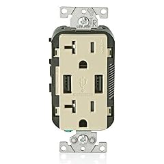 Leviton T5832-I Type-A USB in-Wall Charger with 20A Tamper-Resistant Outlet USB Charger for Smartphones Ivory