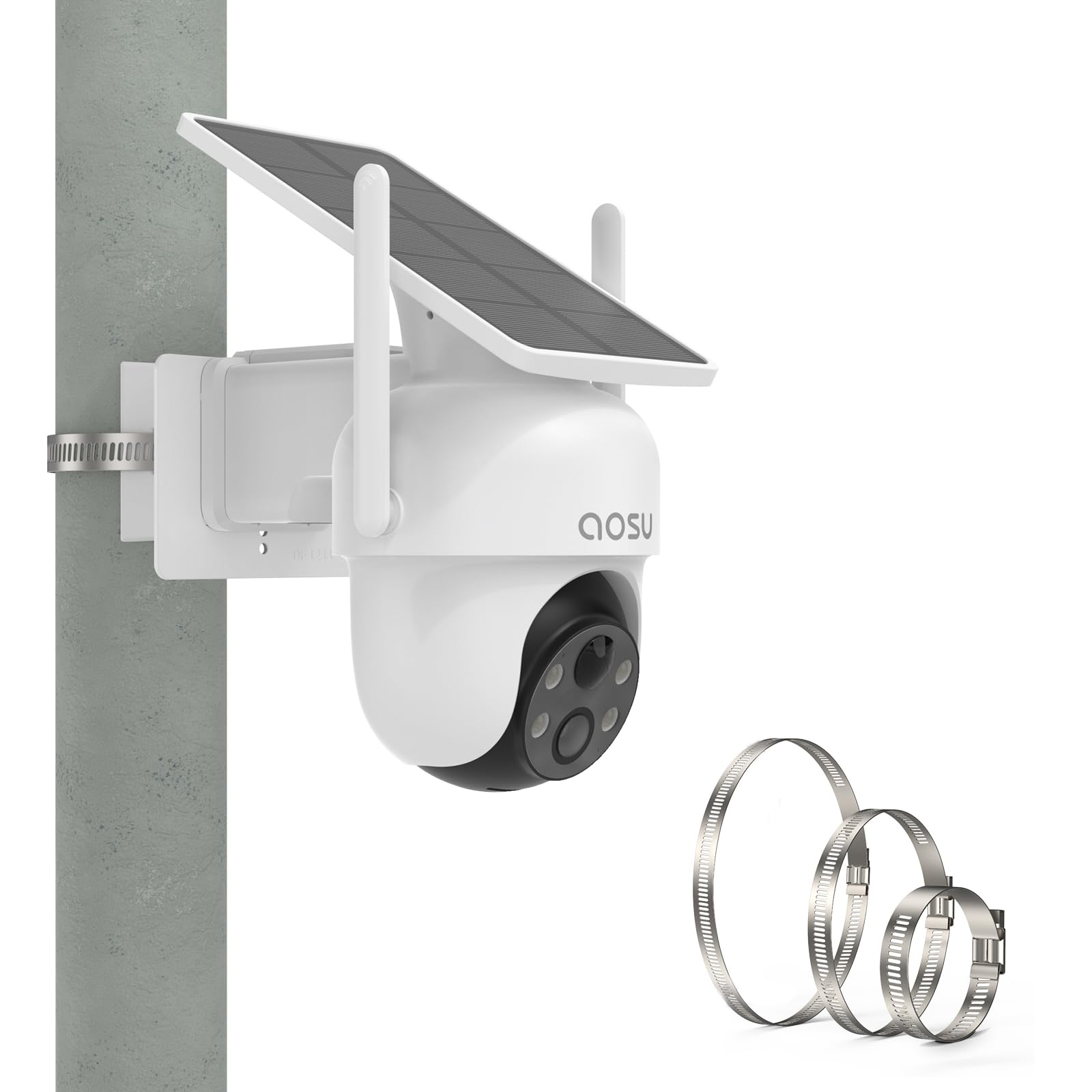 Photo 1 of HOLACA PTZ Camera Pole Mount for AOSU/ANSQUE/Eufy/SEHMUA/Tapo/Cinnado/Reolink Solar Security Cameras Outdoor (White)