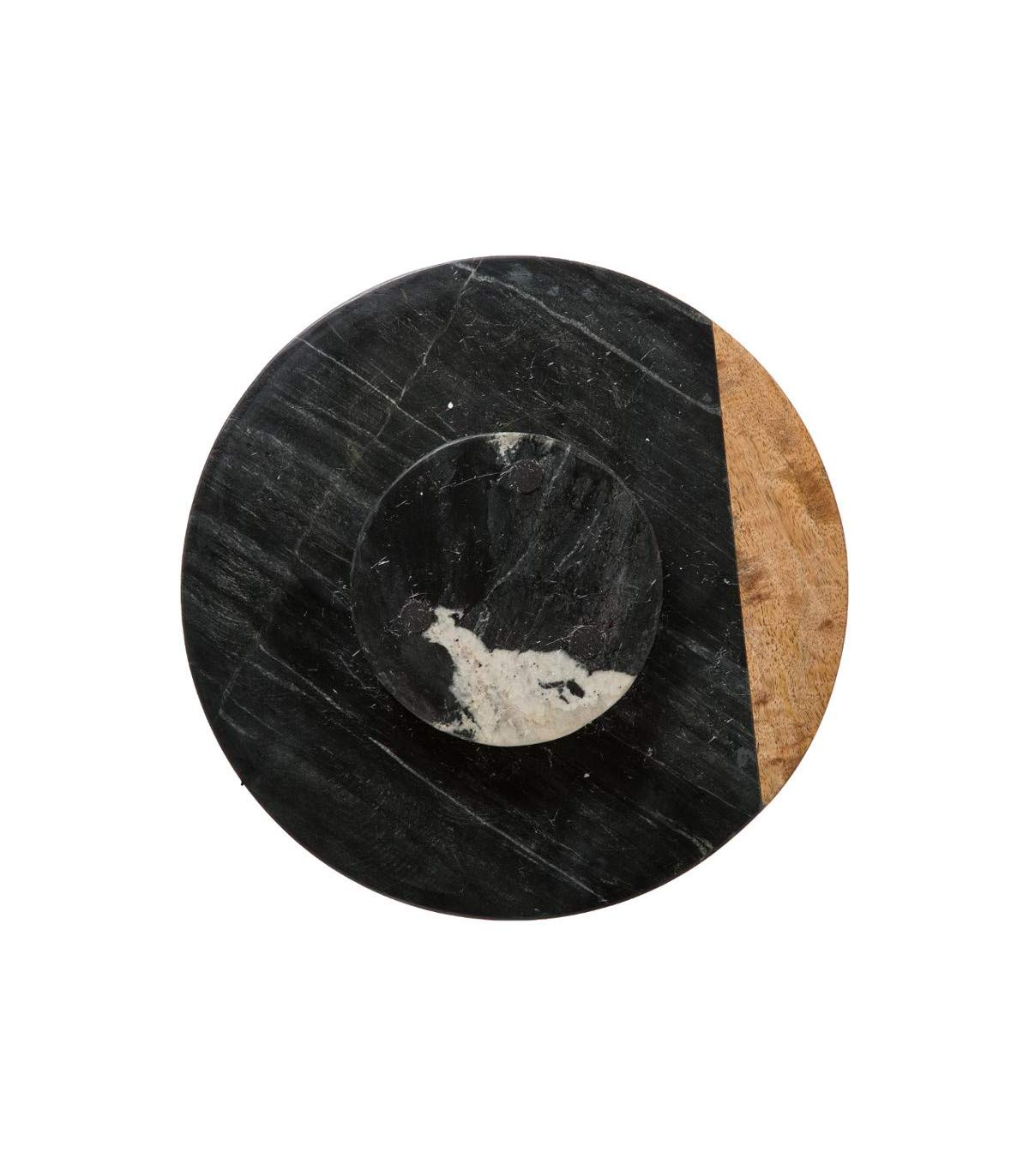 JJA Plato giratorio geométrico mármol negro mango 30 cm