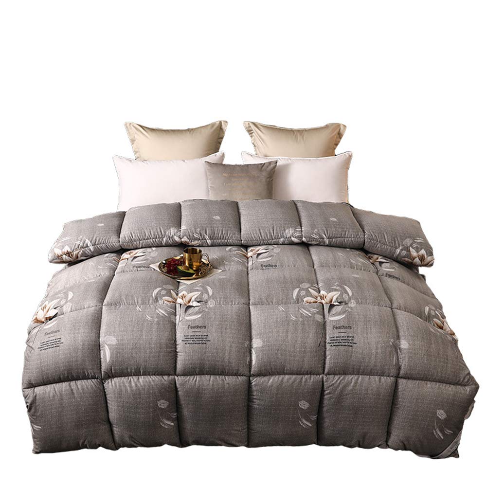 Winterbettdecke King Size Gänsedaunenbettdecke mit 100% Baumwolle Daunendichter Stoff Daunenbettdecke Doppelbett Antiallergiker und warme Schmusedecke mit Ecklaschen (A 220x240cm 4kg)