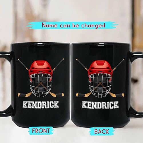 Miniatura 9 de Taza de cerámica negra personalizada con nombre, regalos para jugadores de pelota de fútbol, amantes del deporte, tazas de café personalizadas de 11