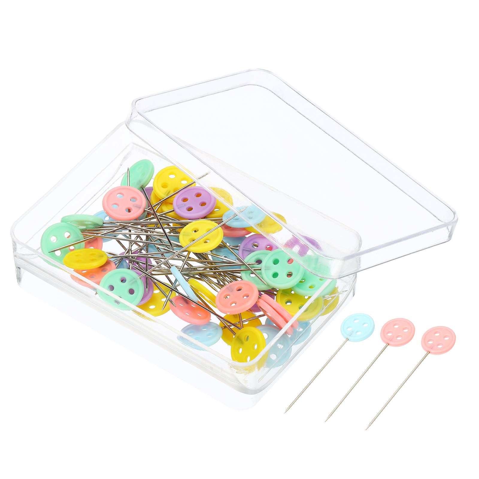 PATIKIL Sewing Pins, 50 Pcs Straight Pin with Flat Button Head for Dressmaker, Sewing, Jewelry DIY, Decoration, Multicolor
