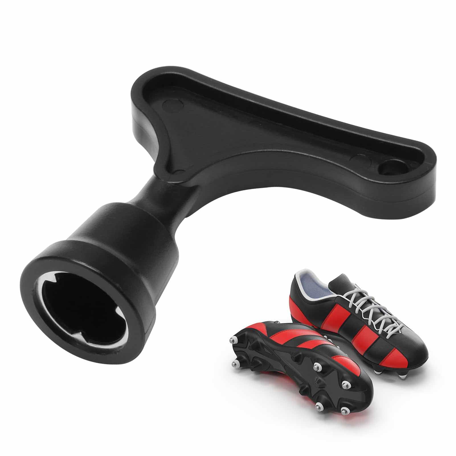 Llave universal de rugby – Reemplaza y ajusta los tacos de bota de fútbol, picos de golf, zapatos de fútbol con herramienta de llave de perno de rugby, color negro