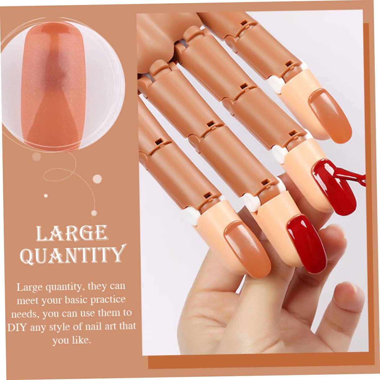 200pcs Manicure Practical Finger Fake Fingernails Nail Art Practice Fingernails Finger Tips Model Salon Beauty Supply