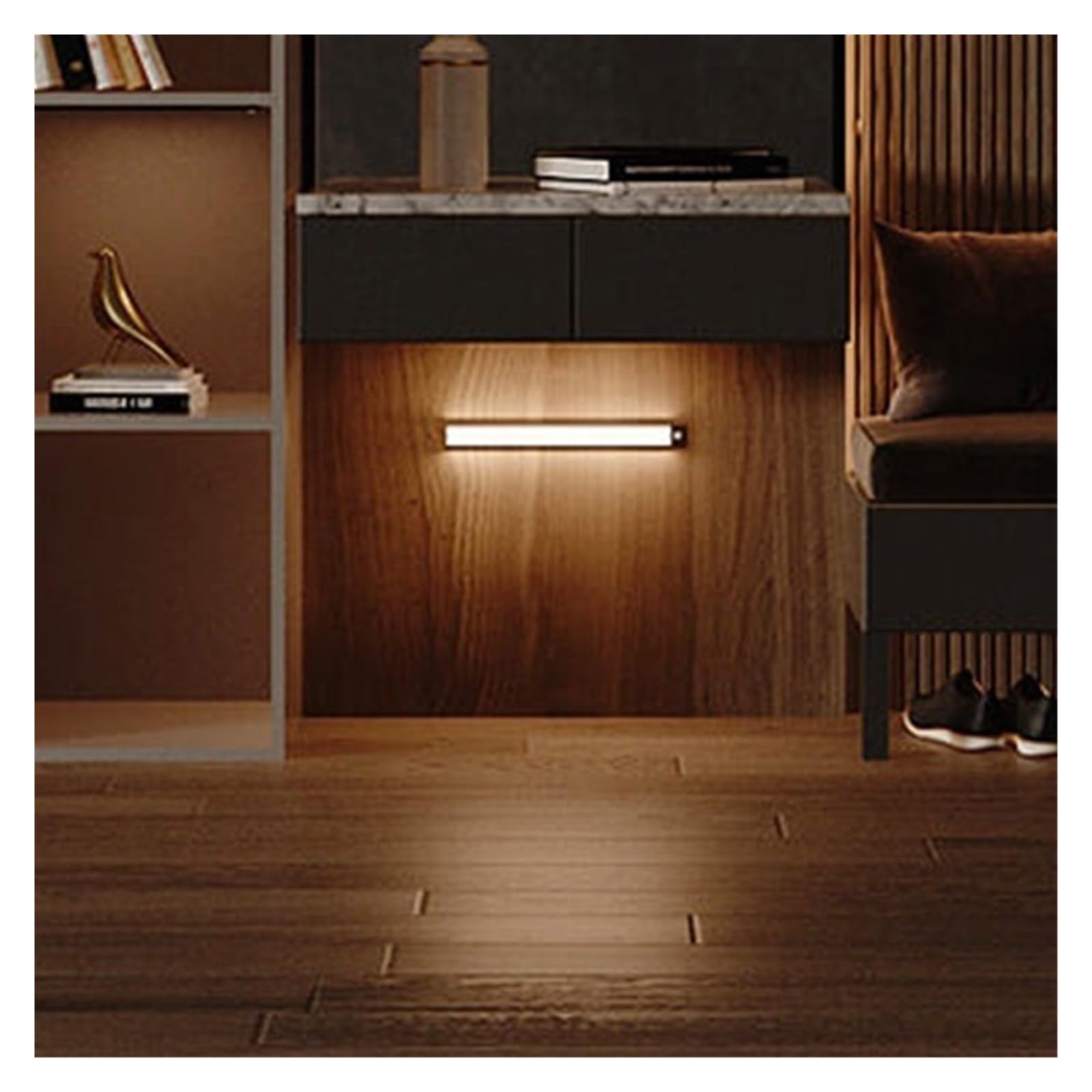 Sensore Di Movimento Luce For Armadio Dimmerabile Ricaricabile Lampada Da Notte A Induzione A LED Cucina Corridoio Armadietto Guardaroba Barra Luminosa Rilevatore Di Movimento(Black 20cm)