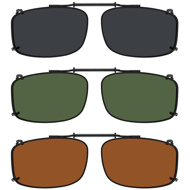 Eyekepper Metal Frame Rim Polarized Lens Clip On Sunglasses 56 34MM
