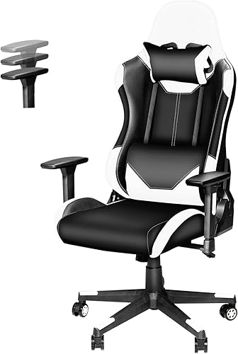Toszn Sillas de videojuegos para adultos silla reclinable para juegos con soporte lumbar y reposacabezas de piel sintética para adolescentes silla
