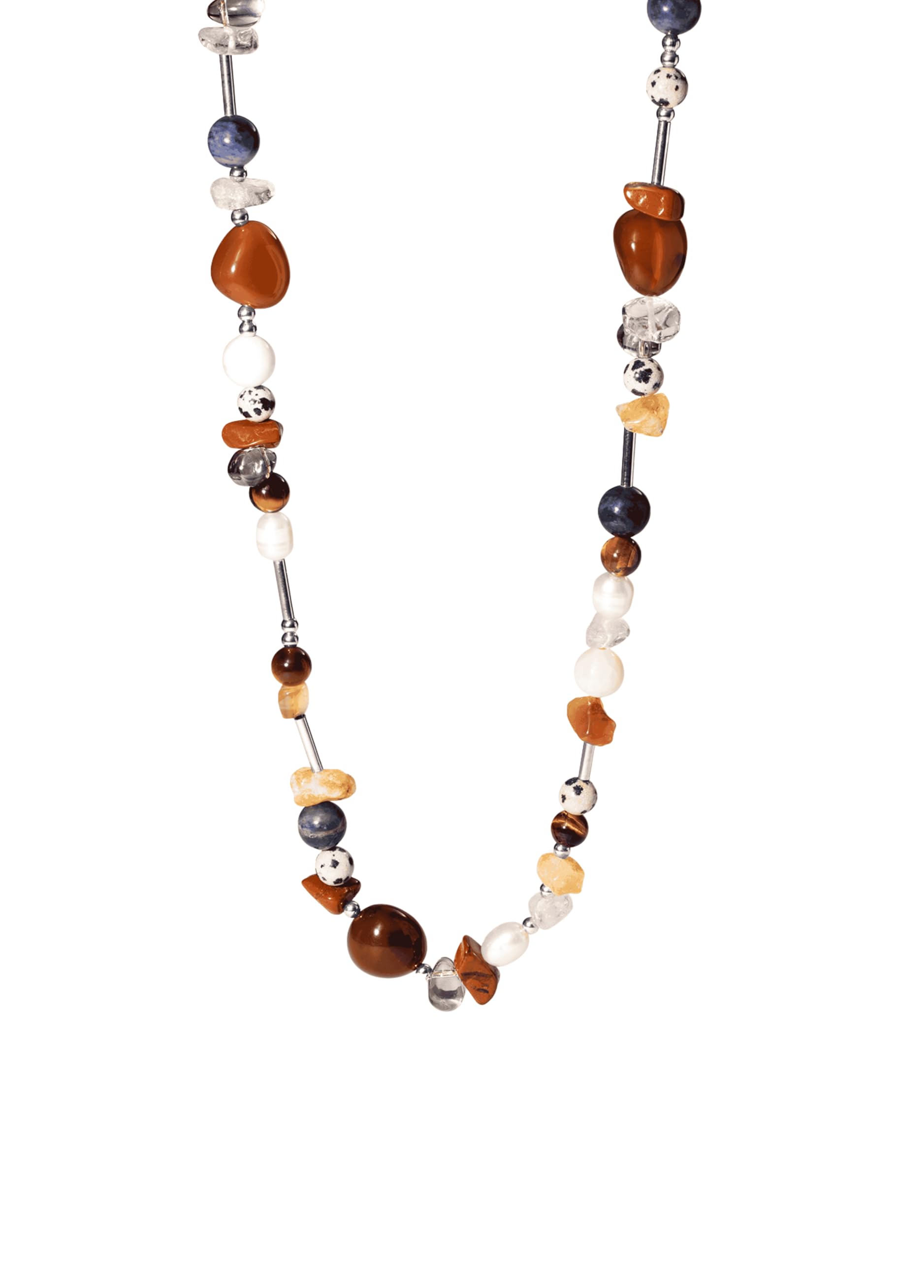 Purelei® Collana Hawaiian Sunset – con agata rossa, citrino, diaspro e perle d'acqua dolce – Acciaio inossidabile placcato oro 18 carati – collana da donna 40 – 45 cm – dichiarazione colorata in look