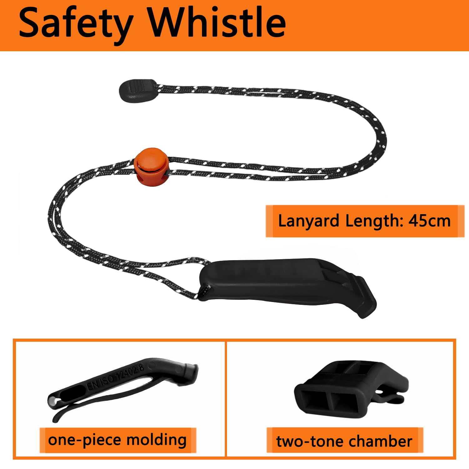 Amzonly Silbato de emergencia, silbato de seguridad de 120 db, para supervivencia, para camping, senderismo, caza, barco, pesca, chaleco salvavidas, señalización de rescate, para niños, paquete de 5