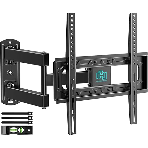HCMOUNTING Outdoor Full Motion Weatherproof TV Wall Mount for 26-65 inch Flat/Curved TVs up to 88 lbs, Heavy Duty Swivel TV Mount with Single Stud Design,Smooth Extension,Max VESA 400x400mm,HC3402