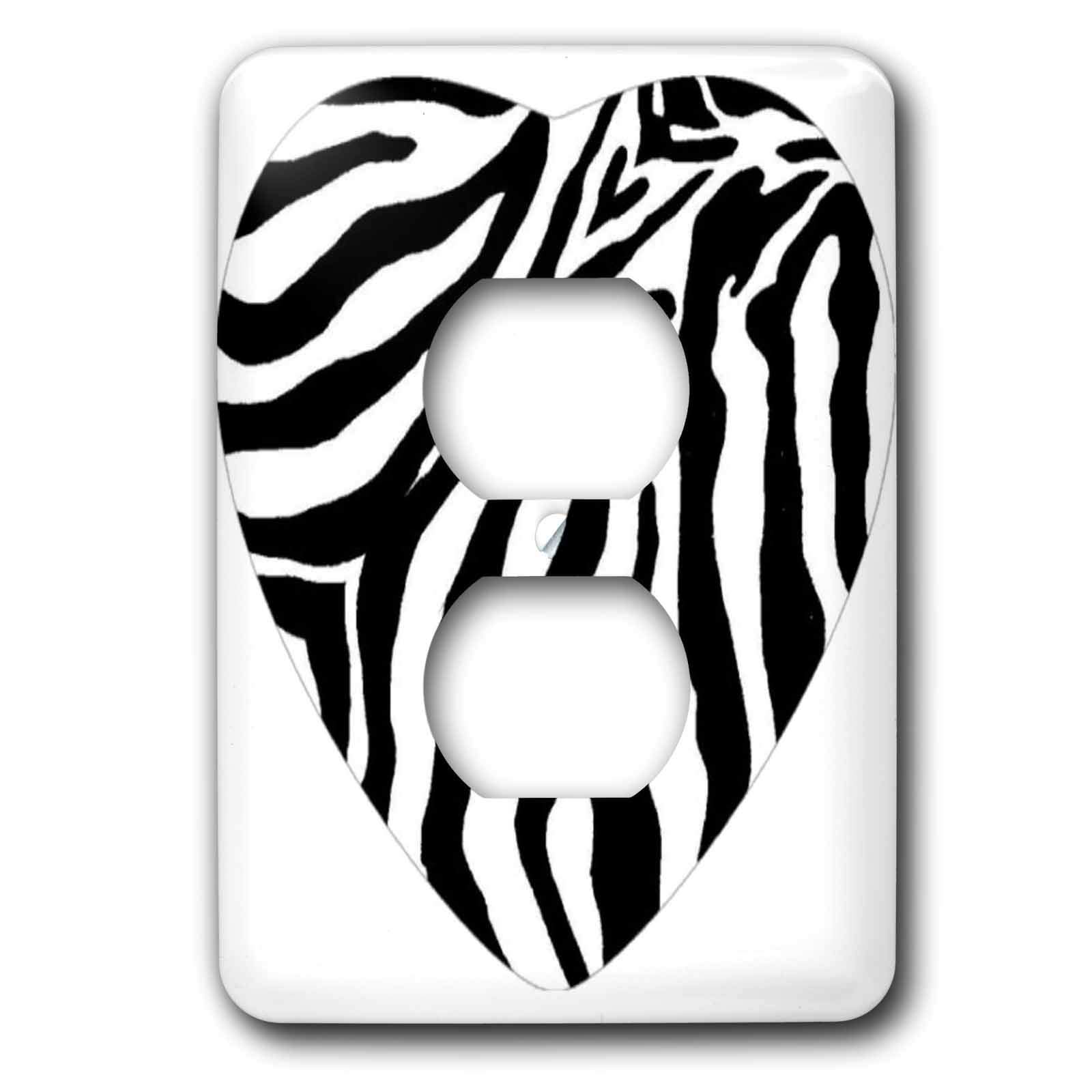 Cache pour 2 prises cœur d'amour zèbre 3dRose lsp_26125_6 pour plaque murale standard