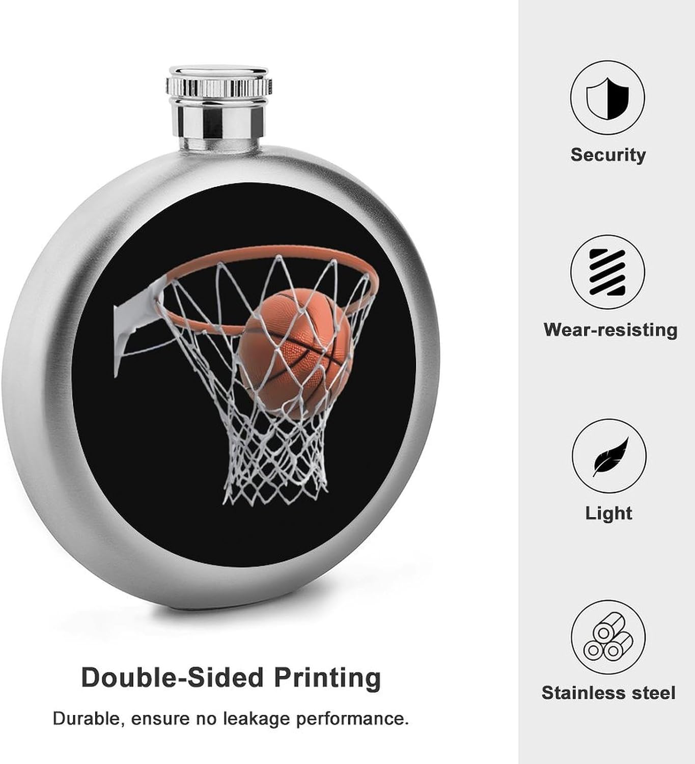 Basketball Ball Net Round Flasks for Liquor Leak Proof 5oz image 3