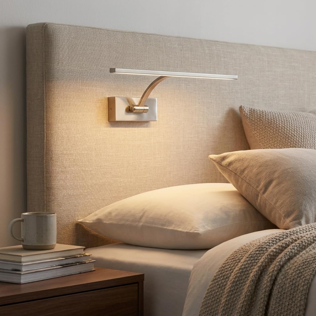 BARCELONA LED LED Bilderleuchte Babylon 8W 45cm Nickel satiniert Warmweiß 2700K verstellbar Wandlampe für Gemälde Spiegel Kunstwerke Innenbeleuchtung modernes minimalistisches Design