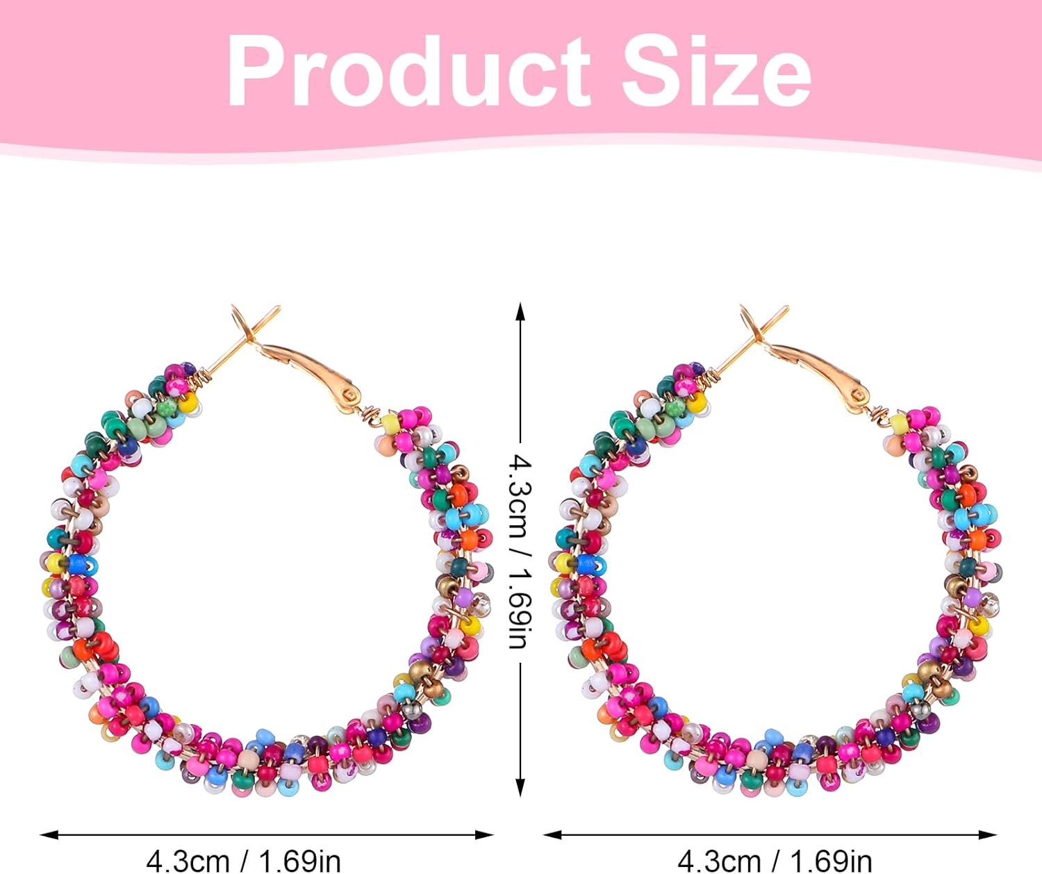 Boho Flower Hoop Earrings, Boho Beaded Earrings for Women, Colorful Daisy Hoop Earrings - Image 7