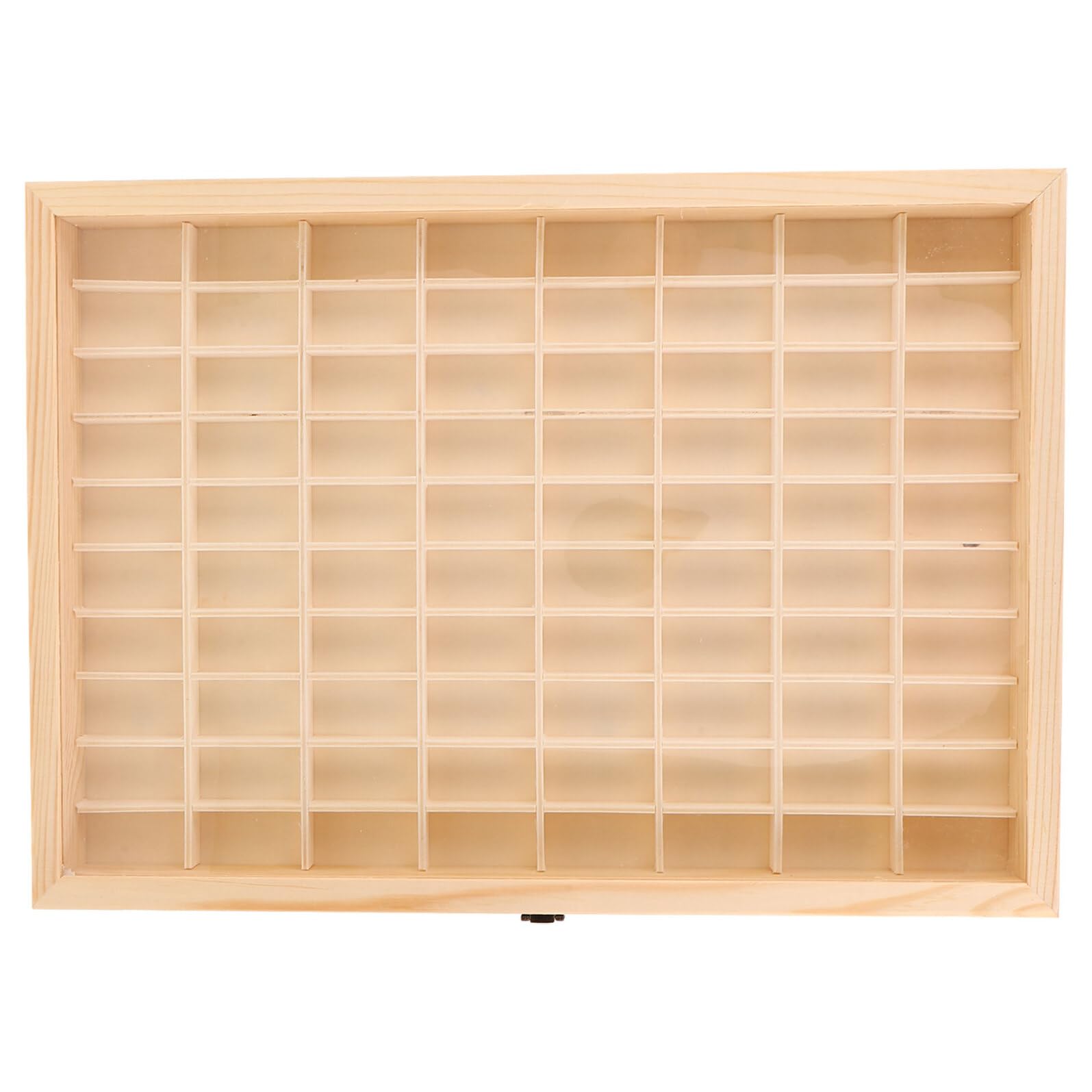 Elegante Holz Aufbewahrungsbox mit Transparentem Sichtfenster und 80 Fächern zur Präsentation von Mineralien und Kristallsammlungen für Ausstellungen und Schule