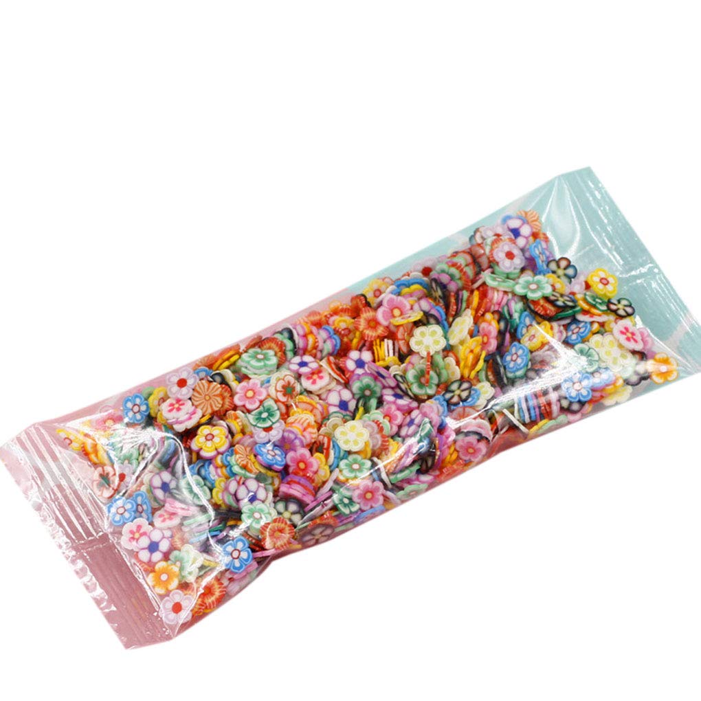 1000x/bag 3D Polymer Clay Nail Slices Star Cartoon Flower Fruit Feather Manicure Nail Art Decoration Stickers Flower,3-5mm