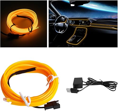 Miniatura 7 de Luces de tira LED de cable EL, 310 pies USB automáticas de neón con borde de costura, kits de iluminación ambiental electroluminiscentes para