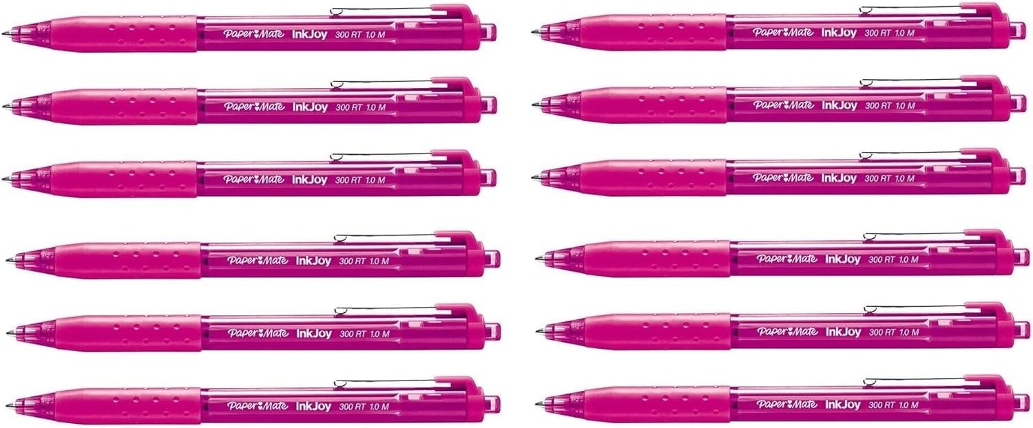 Paper Mate Inkjoy 300RT Medium Point 1.0mm Magenta 12 Pack