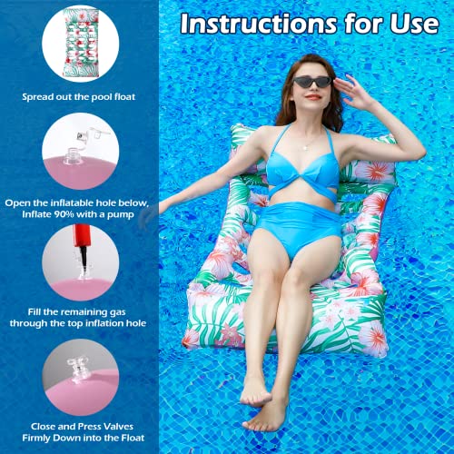 Pool Floats - 2 Pack Inflatable Pool Floats Rafts, Pool Floats For Adult, 45" X 27" Pool Floats Hammock, Non-Stick Pvc Pool Float Lounger, 4-In-1 Pool Floaties, Hammock, Saddle, Lounge Chair, Drifter #TOP3