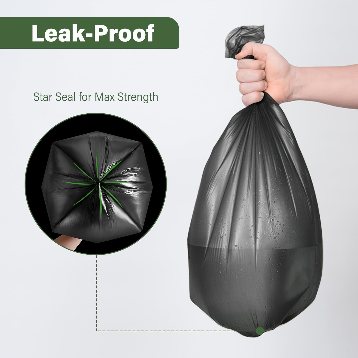 Jaoul Trash Bags 13 Gallon, Strong Tear & Leak Resistant Large Garbage Bags, 0.97 Mil Extra Strong Trash Bags for Kitchen, Bathroom, Office, Restroom, Car, Black, 260 Counts
