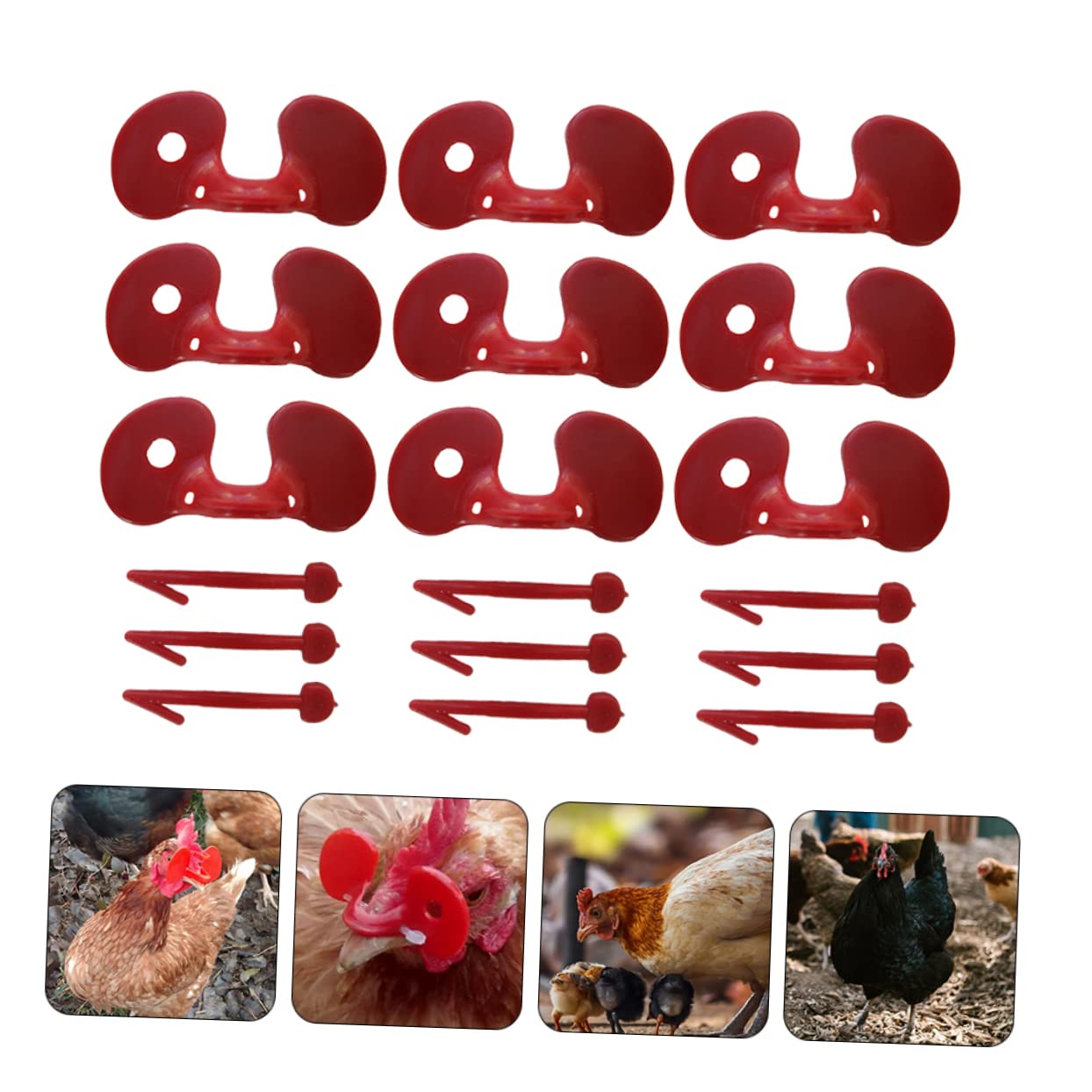 Lot De 200 Lunettes Anti-picage Pour Poules - Œillères Sans Pince, En PE Rouge, 7,7x3x2 Cm, Pour Prévenir Les Blessures Dans Le Poulailler