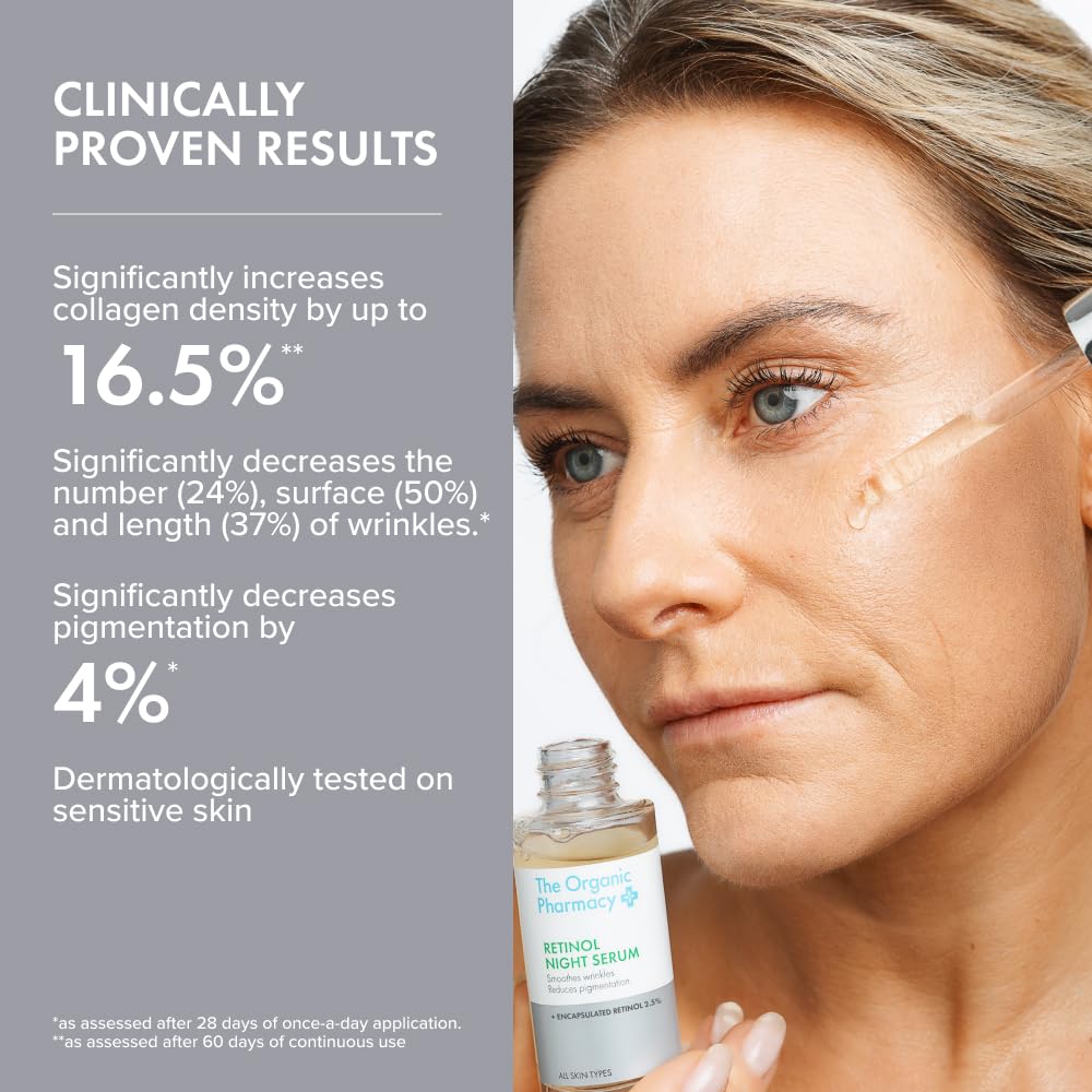 The Organic Pharmacy Retinol Night Serum 2.5% 30ml, Encapsulated Retinol Anti-Ageing Treatment - Image 4