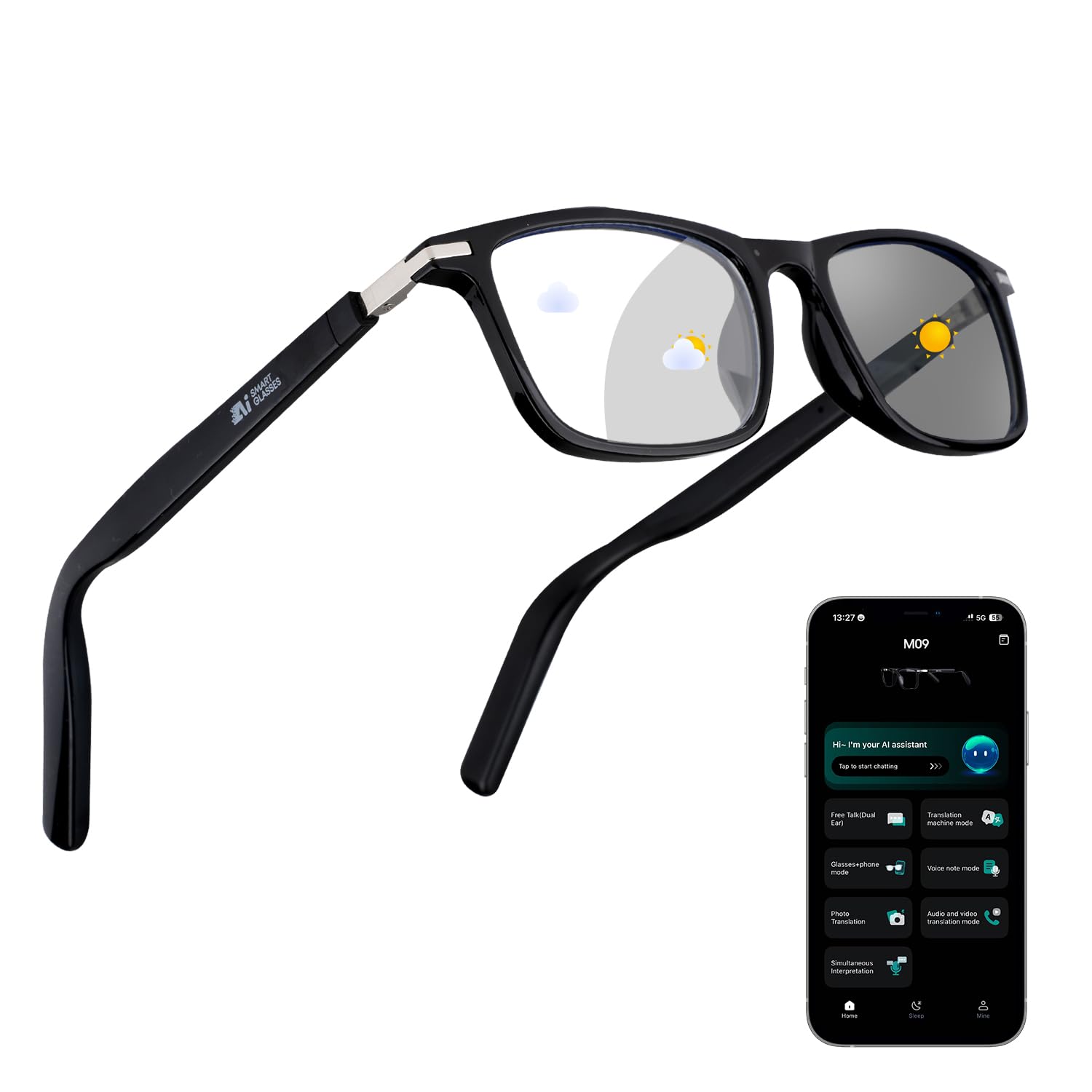 Photo 1 of 2026 Al Smart Glasses for Men Women - Bluetooth Translation Glasses with 164 Languages, Color-Change Lens, Music & Call, IP65 Waterproof, Free App,Audio Glasses for Meeting Driving Travel,Thin Temples