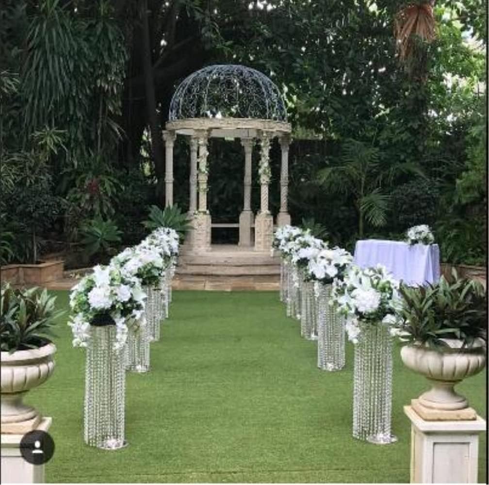 Set of 2 Luxurious Crystal Flower Stand Wedding Centerpieces on Floor Tall Metal Flower Arrangement Stand Tabletop Flower Vase for Wedding Party Hotel Home Decor…