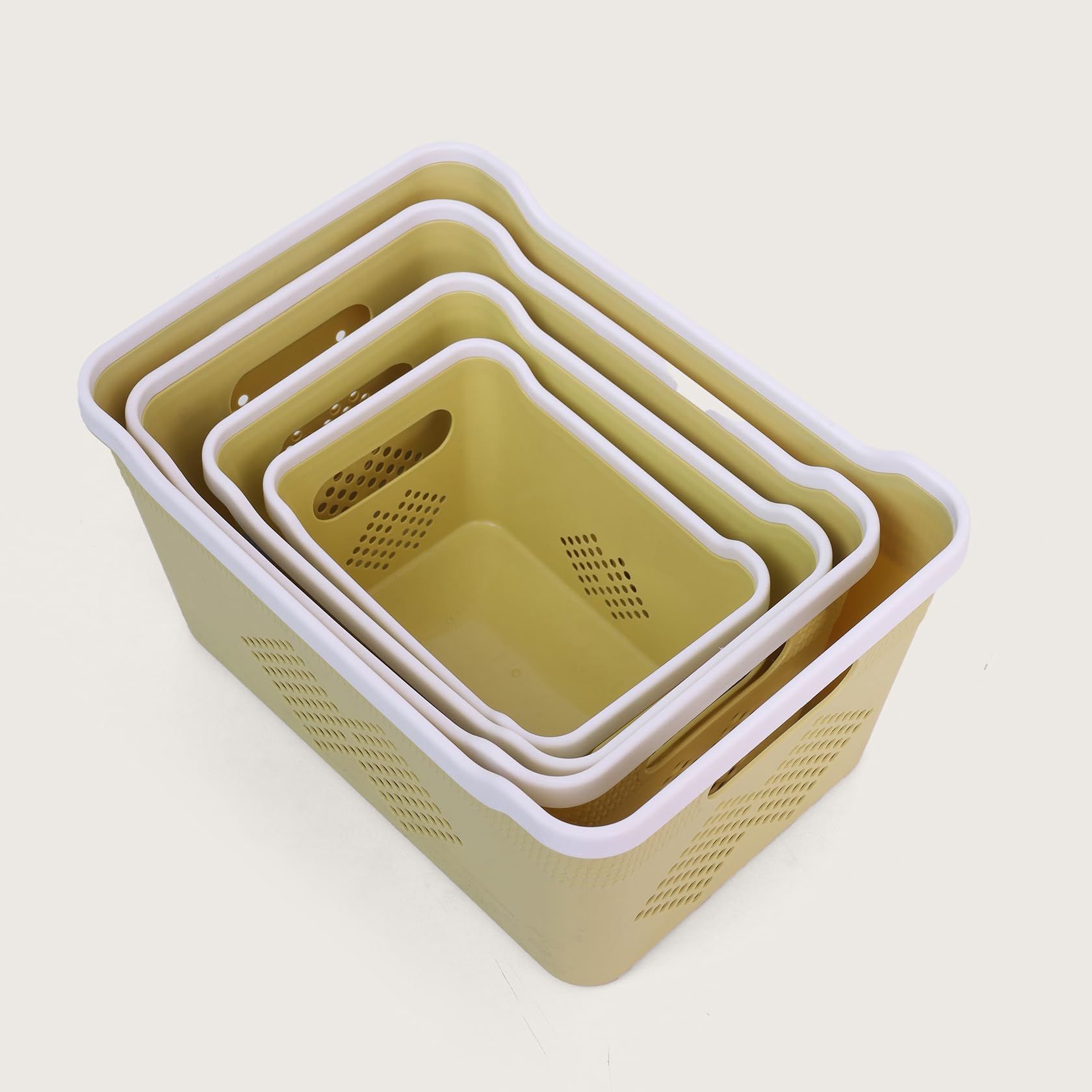 HOME 360 Plastic Storage Baskets | Set of 4 | Multipurpose Organizer Bins | Ideal for Kitchen, Bathroom, Office & Home Use | Durable & Lightweight Plastic Bins for Shelves & Closets 4