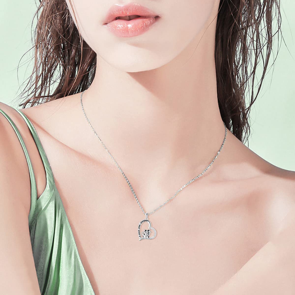 ROMANTICWORK Collana con ciondolo a forma di mucca in argento sterling 925 con ciondolo a forma di mucca, regali per donne e ragazze