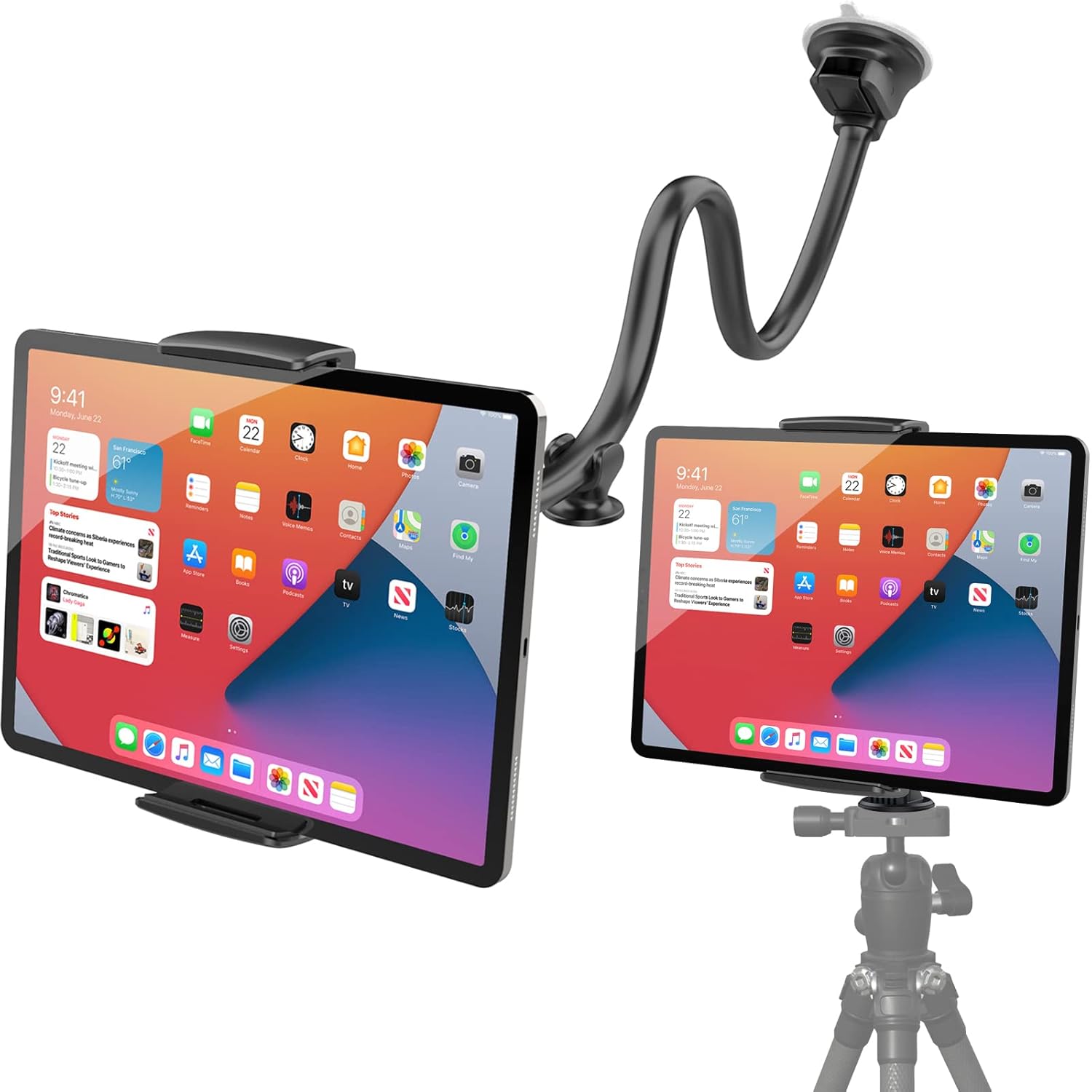 APPS2Car Long Arm Tablet Car Mount Holder Bundle with