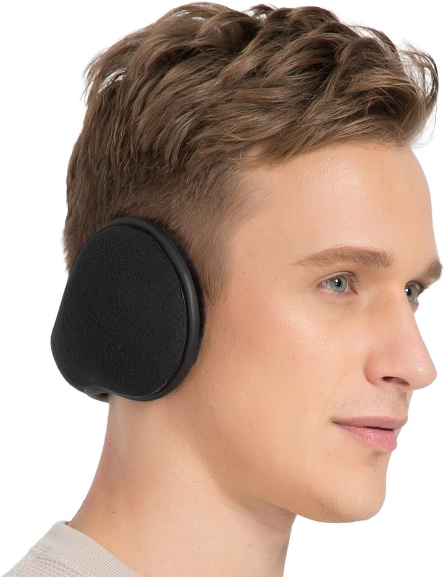 TALONITE Winter Ear Muffs (1 Pack / 2 Pack / 3 Pack) for Men & Women - Foldable Fleece Ear Warmers - Pepper for Outdoor Cycling Running Skiing - Behind The Head Earmuffs