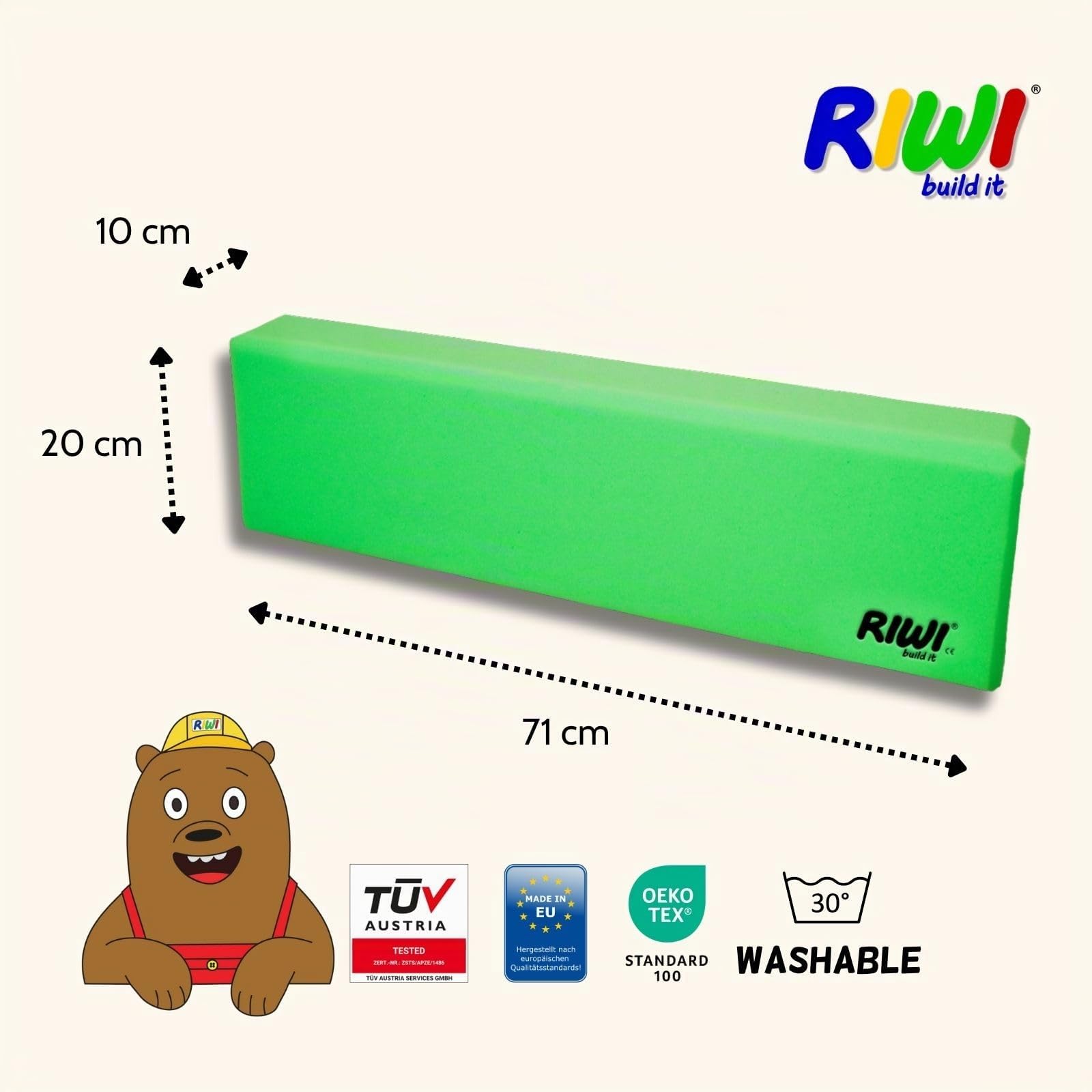 RIWI Juego de 48 bloques de construcción | Bloques de espuma XXL | grandes y suaves fichas para niños | Certificado TÜV Austria & Öko-Tex | Lavable a máquina