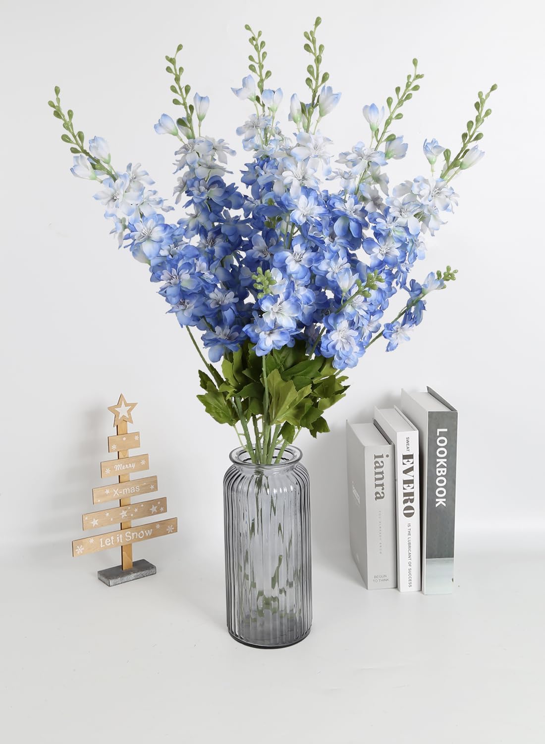 6PCS Blue Delphinium Artificial Flowers 33" Larkspur Silk Flowers for Tall Vase Long Stem Fake Blue Flowers for Wedding Centerpieces Faux Flowers for Home Decor Indoor (Blue) - Image 4