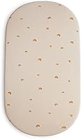 Vista 1 de mushie Sábana para cuna elástica y suave, ajustable de 16 x 30 pulgadas (arcoíris)