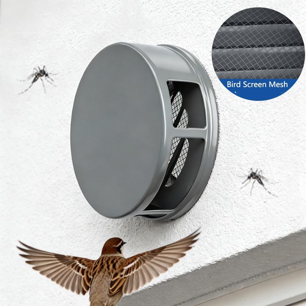 Rejilla de Ventilación Redonda de Acero Inoxidable de 70-200 mm, Campana de Ventilación, Malla Antiinsectos, Cubierta de Extracción de Aire con Lamas, Campana Extractora, Secadora(Zwart,150mm/6in)