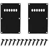 ZZHXSM 2PCS 6 Hole Electric Guitar Pickguard ABS Backplate (with 12 Screws) Aluminum Anodized Tremolo Cavity Cover Back Plate for SQ ST Series Black