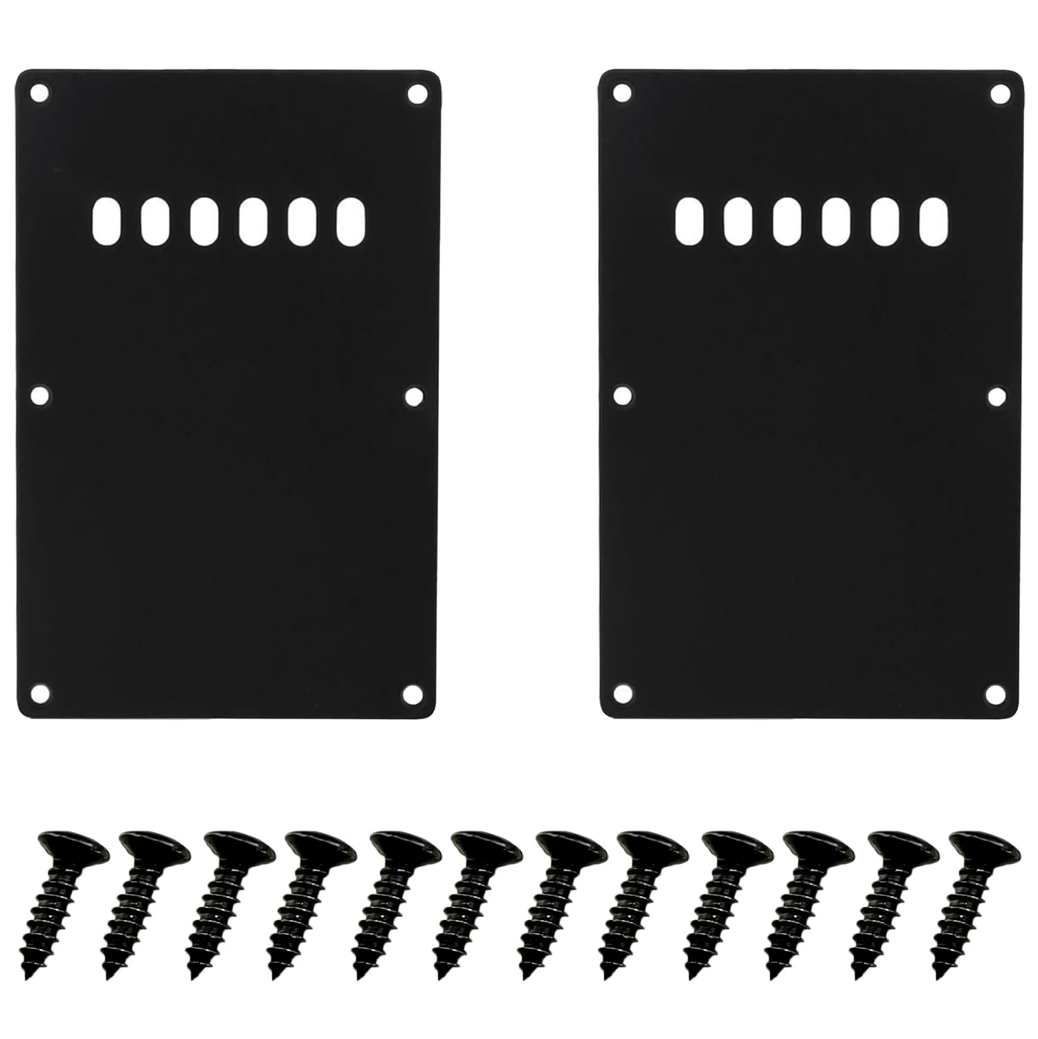 ZZHXSM 2PCS 6 Hole Electric Guitar Pickguard ABS Backplate (with 12 Screws) Aluminum Anodized Tremolo Cavity Cover Back Plate for SQ ST Series Black