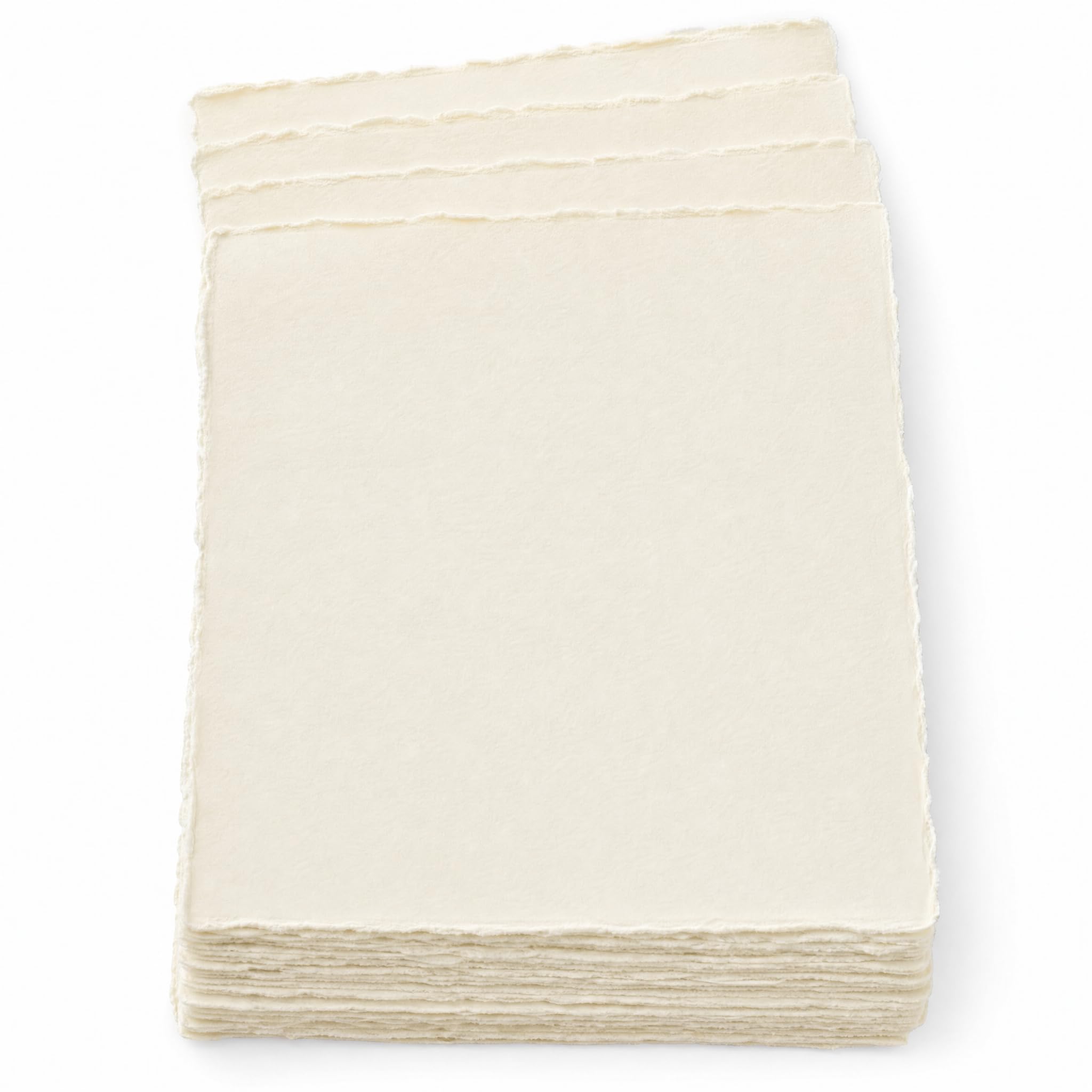 50 Blätter Handgeschöpftes Papier Aquarellpapier mit Büttenrand | 150 GSM, Strukturpapier, Baumwollpapier, Vintage Antikpapier für Handwerk Einladungen Zeichnen Skizzieren Schreiben